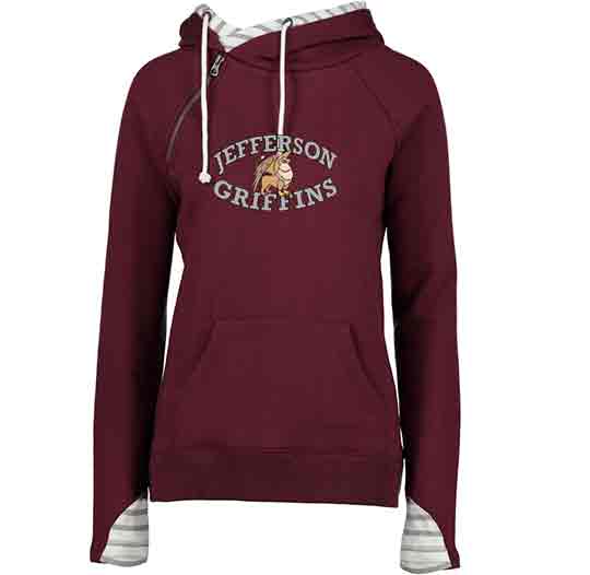 Jefferson Staff – Stripe Zipper Hoodie (Ladies) – Designers Lounge