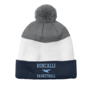 Boys Roncalli Basketball  - Striped Pom Beanie