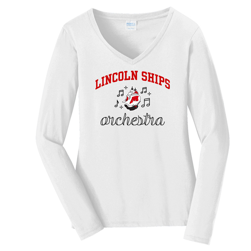 LHS Choir & Orchestra - Ladies Long Sleeve Ringspun V-Neck Tee