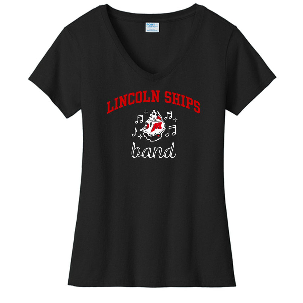 LHS BAND - Ladies Short Sleeve Ringspun V-Neck Tee