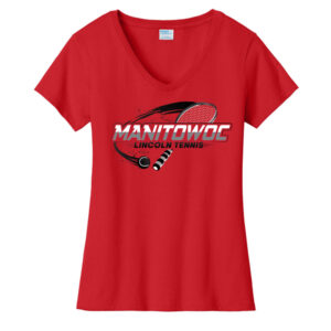 Lincoln Girls Tennis: Ladies Ringspun V-Neck Tee